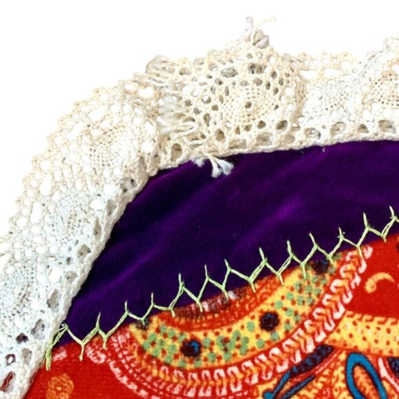 Crazy Quilt Centerpiece Mat Placemat Handmade Patchwork Art Boho Granny Core - Picture 2 of 6